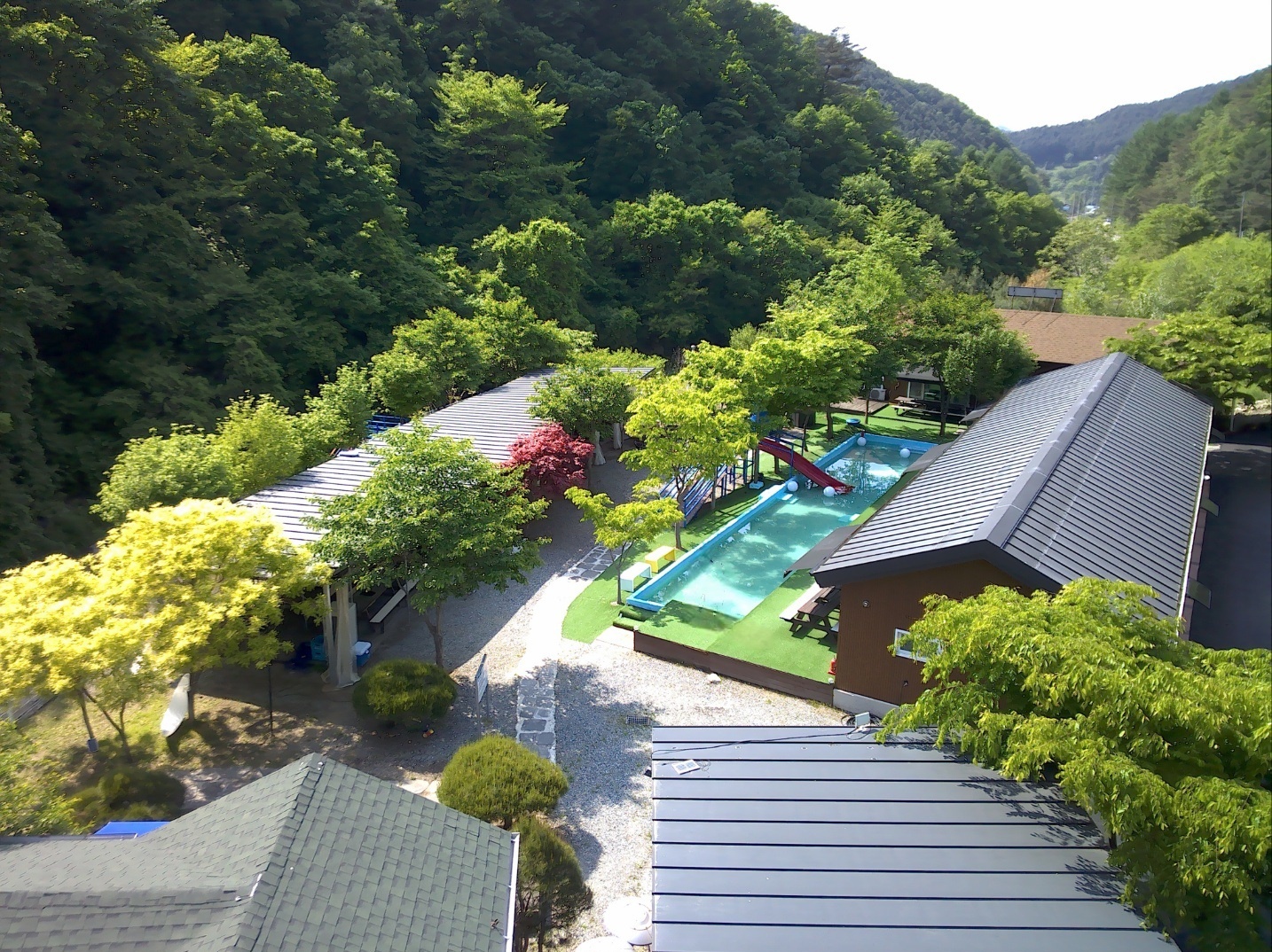 쓰리웨이펜션 전경 항공뷰 - MBC KBS 순례 명소